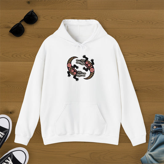 Colorful Floral Lizard Graphic on White Hoodie product type